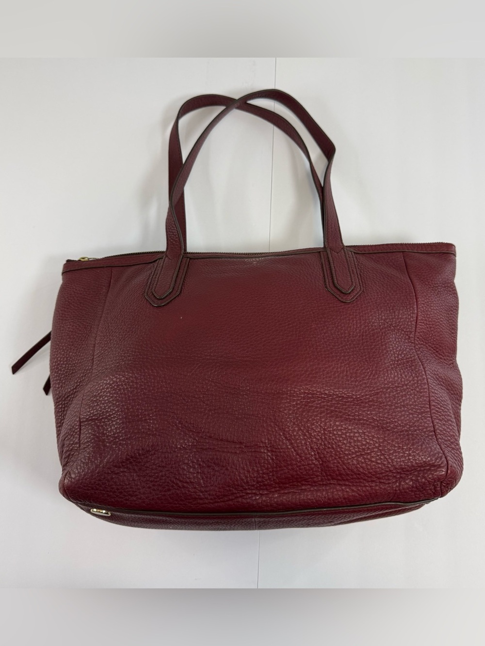 Fossil Burgundy Pebbled Leather shoulder bag Tote Bag